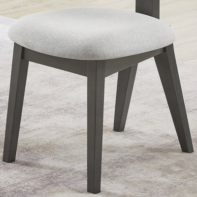 Ensemble de 2 chaises de salle à manger rembourrées en tissu gris clair avec structure en bois gris