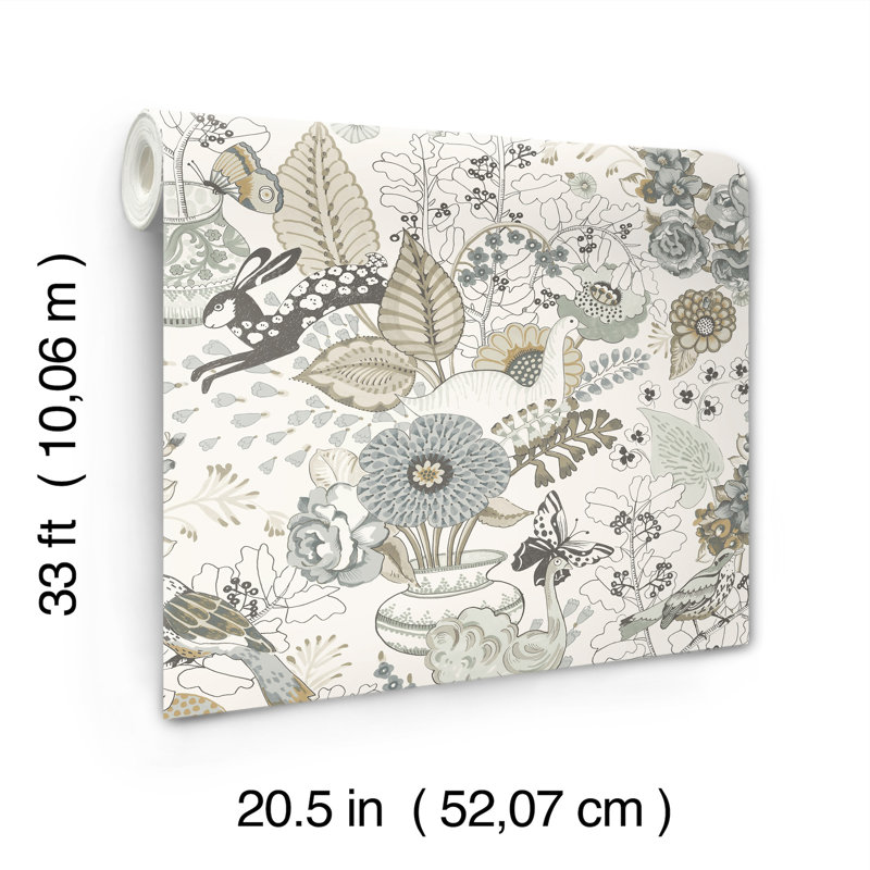 Whimsy Coral Fauna Wallpaper, Blue