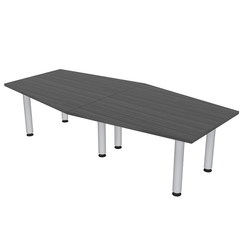 Table hexagonale avec pieds Nyemia, L 72 po x l 36 po, Nuit asiatique, Nickel brossé