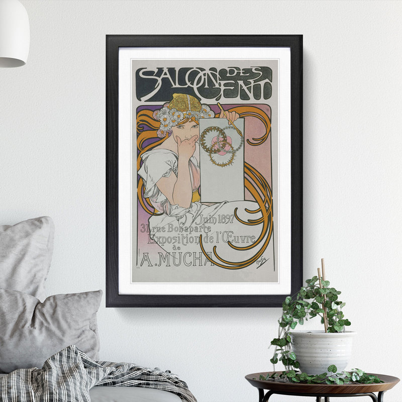 Salon des Cent Vol.1 by Alphonse Mucha - Picture Frame Graphic Art, Black Framed, 48cm H x 36cm W x 2cm D