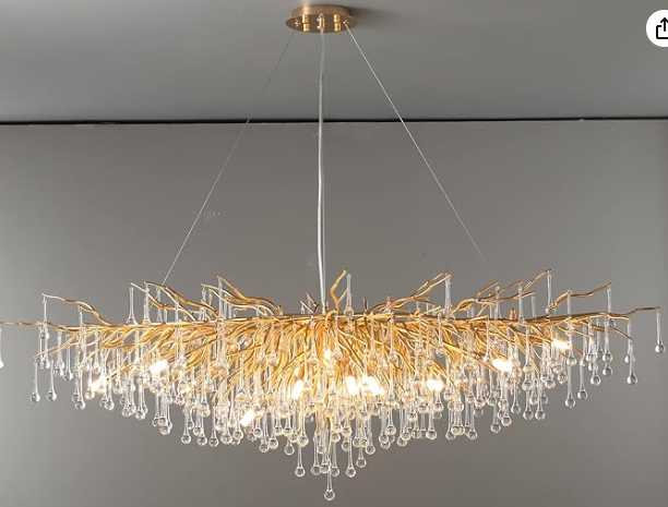 Light Crystal Tree Branch Chandelier, Gold
