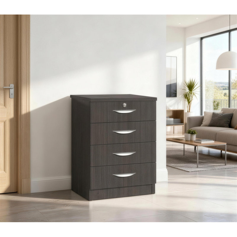 Aiden 48cm Wide 4 -Drawer File Cabinet, Black Havana