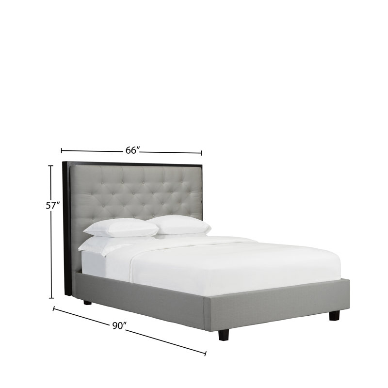 Lit plateforme en tissu d’ameublement Hatherleigh, Gris, Grand