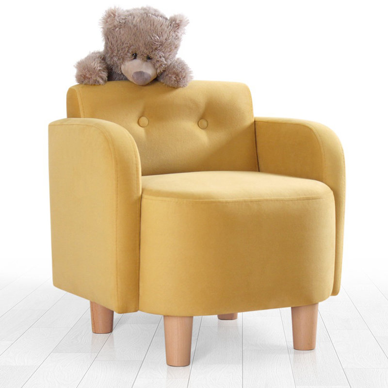 Fauteuil à oreilles pour enfants, couleur crème, 20,1 po x 18,5 po x 20,9 po | Revêtement 100% coton, éponge orthopédique 35 pouces de 2,8 pouces, pieds en bois robustes | Style bohémien et scandinave, parfait pour la salle de jeux et la chambre de 