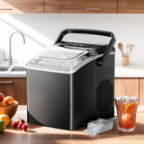 26 Lbs 2 sizes of bullet ice Maker, Camping and Party Ice Maker with Handle,  Kitchen Portable Ice Maker Machine with Self-Cleaning