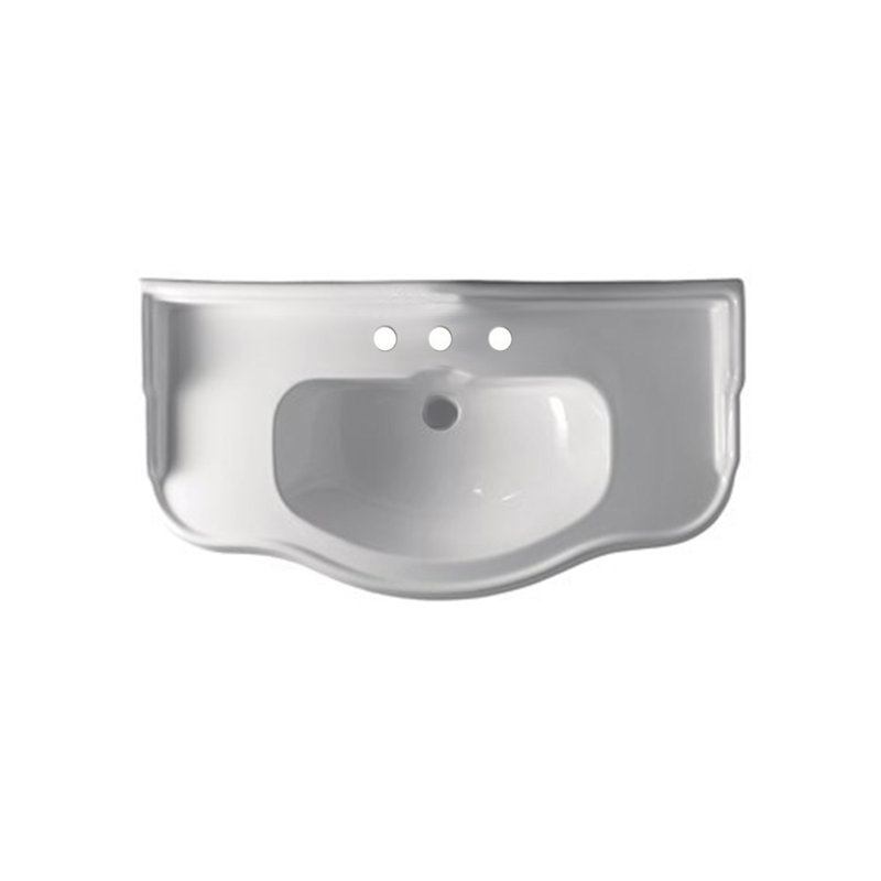 Retro 39.4'' L Bathroom Sink, Glossy White, White, Widespread Faucet
