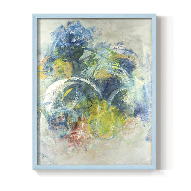 «Silent Energy I», reproduction encadrée - bois massif, Cadre simple bleu, H 10 po x l 8 po