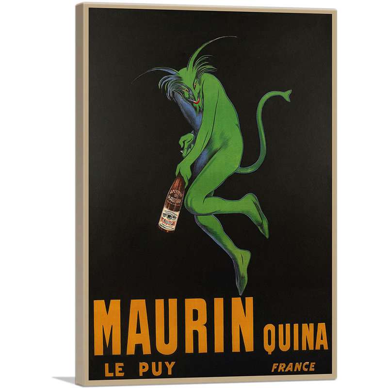 «Maurin Quina 1906» par Leonetto Cappiello - reproduction d'art sur toile tendue, H 26 po x l 18 po x P 0,75 po