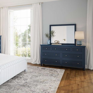 Roanne Modern Farmhouse Dresser With Mirror Set