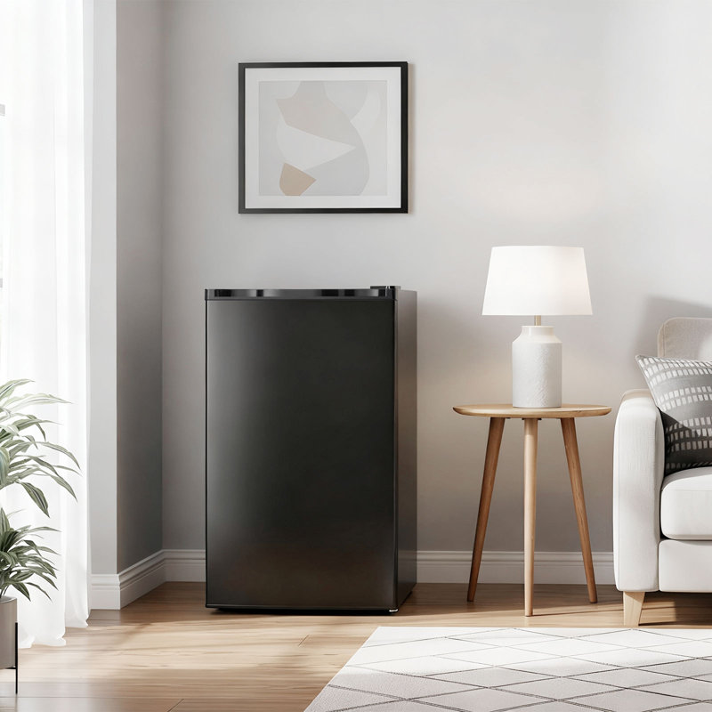 Mini réfrigérateur 3,1 pi cu avec congélateur BacklD, réfrigérateur compact à une porte avec tablettes en verre, petit réfrigérateur avec 7 thermostats réglables, économie d'énergie, faible bruit, mini refroidisseur pour chambre à coucher, dortoir, bureau, noir