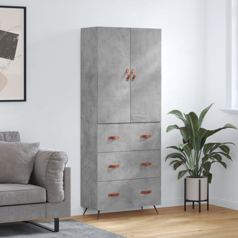 Bartholdi Highboard 69.5x34x180 cm Engineered Wood, Concrete Grey