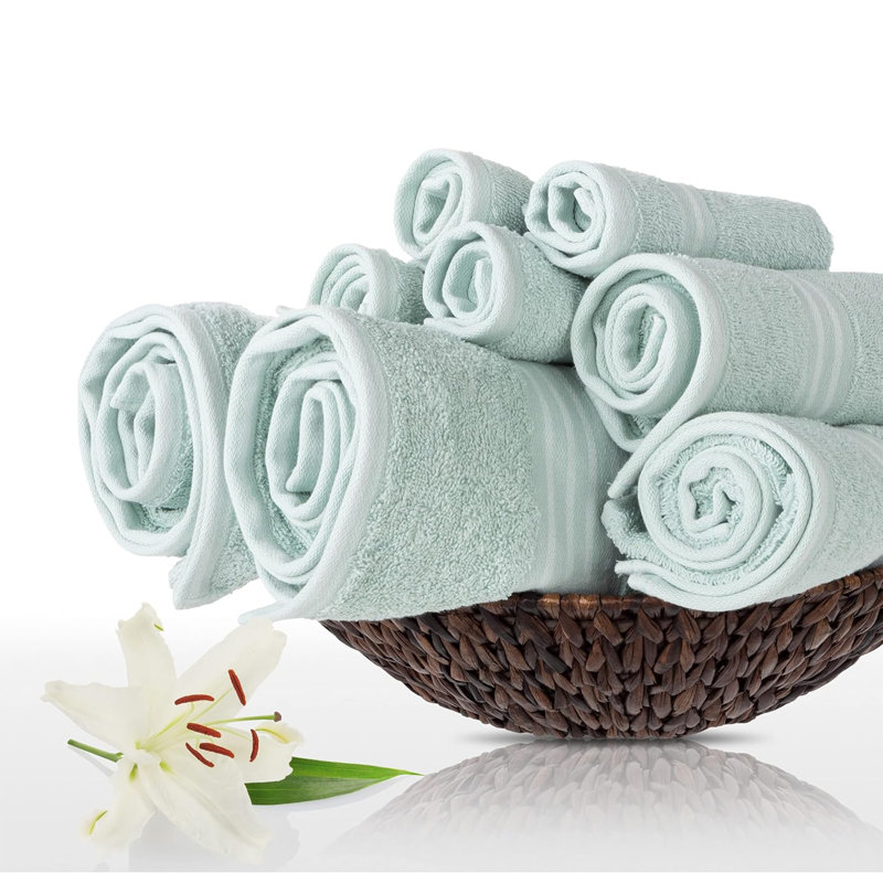 8PC Towel Set - 575GSM 100% Cotton Bathroom Essentials with 2 Bath Towels, 2 Hand Towels, 2 Washcloths, and 2 Fingertip cloths- Absorbent Sheets for Bath, Gym, Dorm and Spa by Lavish Home 