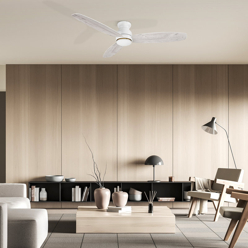 60'' Ceiling Fan with LED Lights, White/Light Wood 