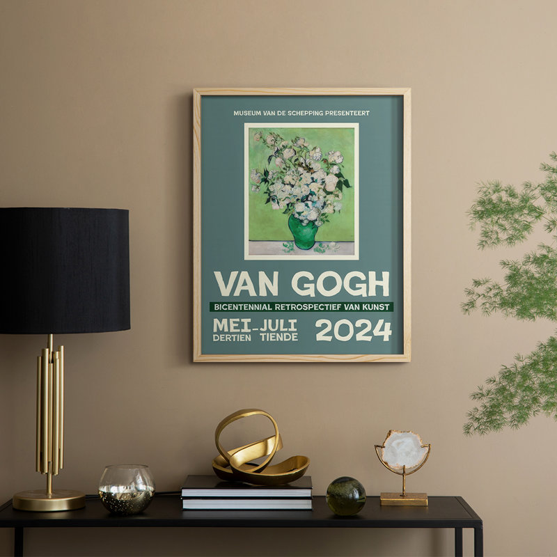 Van Gogh, exposition d'affiches encadrées III - bois massif, Naturel, H 21 po x l 17 po