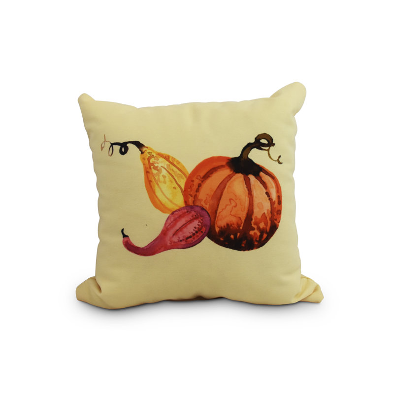 Housse et insert de coussin carré en forme d’automne gourd Bigner, 20 po x 20 po, Jaune clair