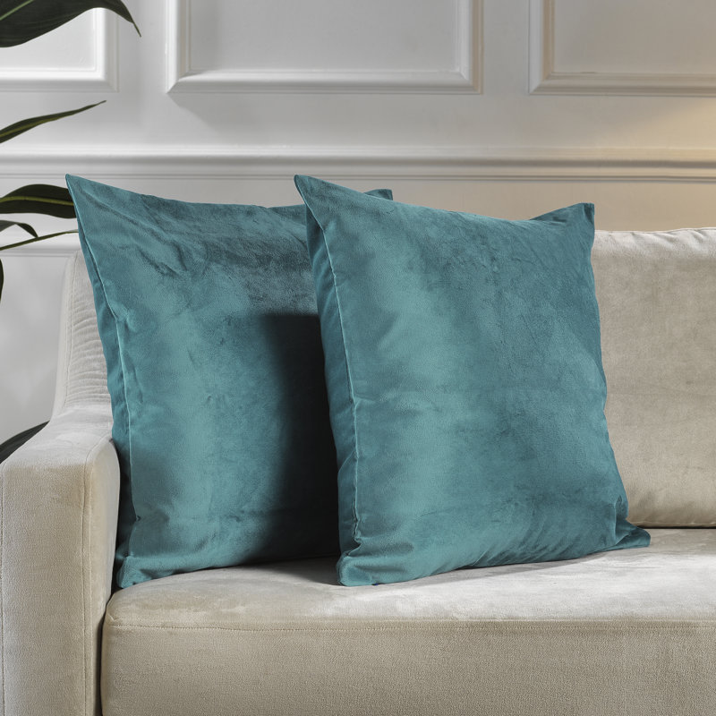 Matte Velvet Pillow Cover, 20" x 20", 39 Bluish Green