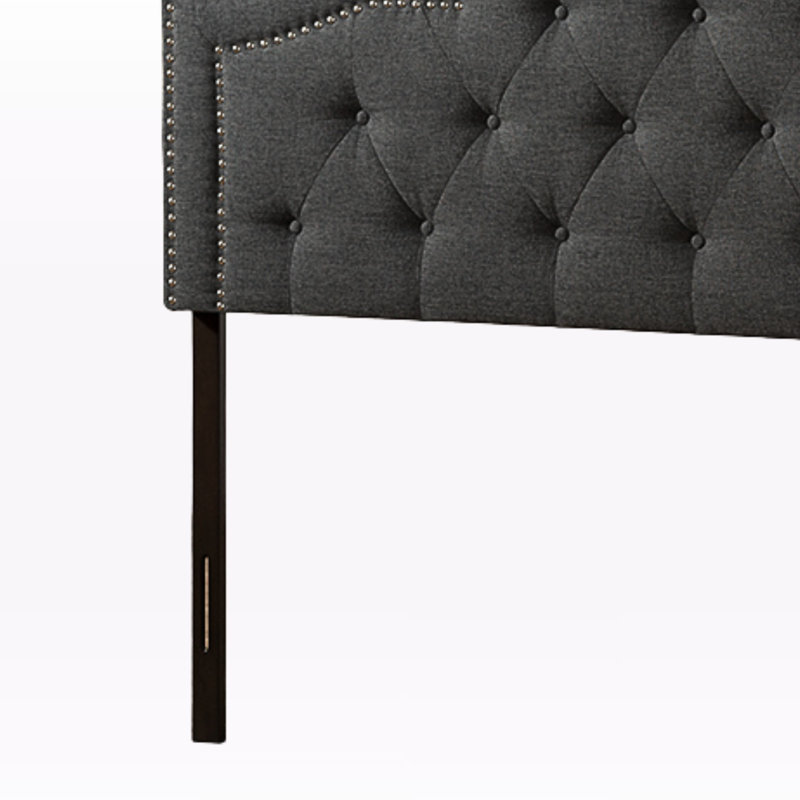 Tête de lit rembourrée en mousse et en polyester Avinsh, H 55,25 po x l 61,25 po x P 2,50 po, Grand, Gris foncé