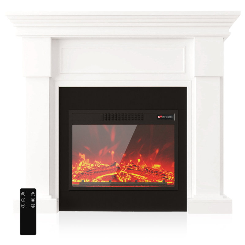 Electric Fireplace with Mantel, Electric Fireplace Insert, With Timer, Remote Control, Adjustable Flame Color, 1400W, 40"