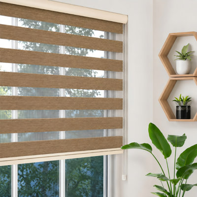 Pinecrest Home Goods  Custom-Cut Size Zebra Blinds for Indoor Windows Light Filtering & Room Darkening Roller Shades ( Cream Color ) ( Height 78 inch ) ( Width 90 inch )
