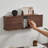 18.90" Minimalist Brown Walnut Solid Wood Wall-Mounted WiFi Storage Box, Wall Socket and Cable Hiding Shelf