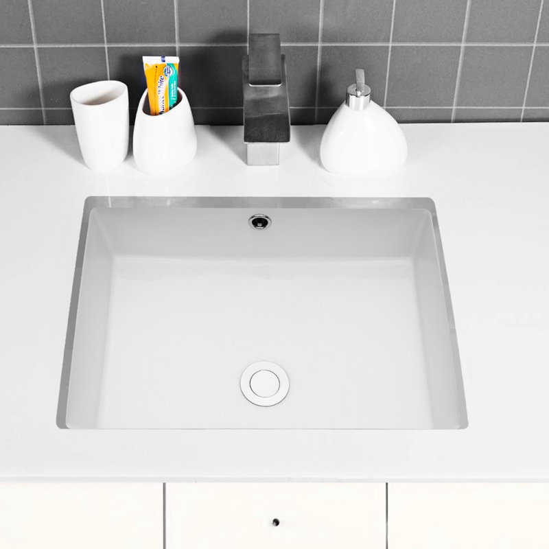Évier encastré rectangulaire en céramique blanche avec trop-plein - 22 po x 15,5 po, style classique, rencontre la teinture moderne pour salle de bain 21,77 po x 15,33 po, blanc, conception pratique, pour les salles de bain