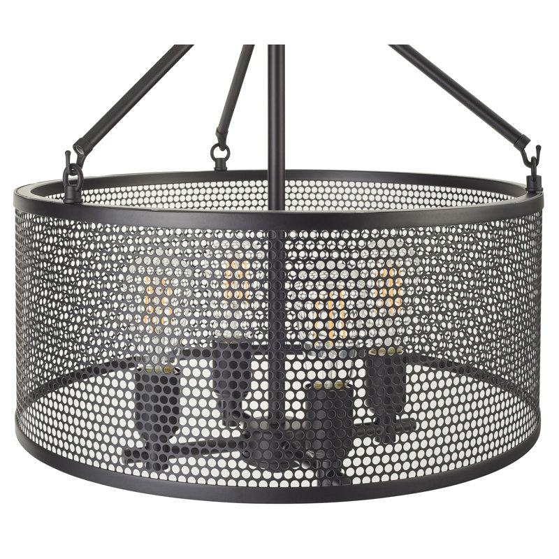 Maier 4 - Light Dimmable Drum Chandelier, Black, Black