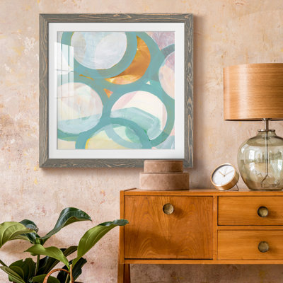 «Aqua Circles I», reproduction encadrée de qualité supérieure - prête à être accrochée