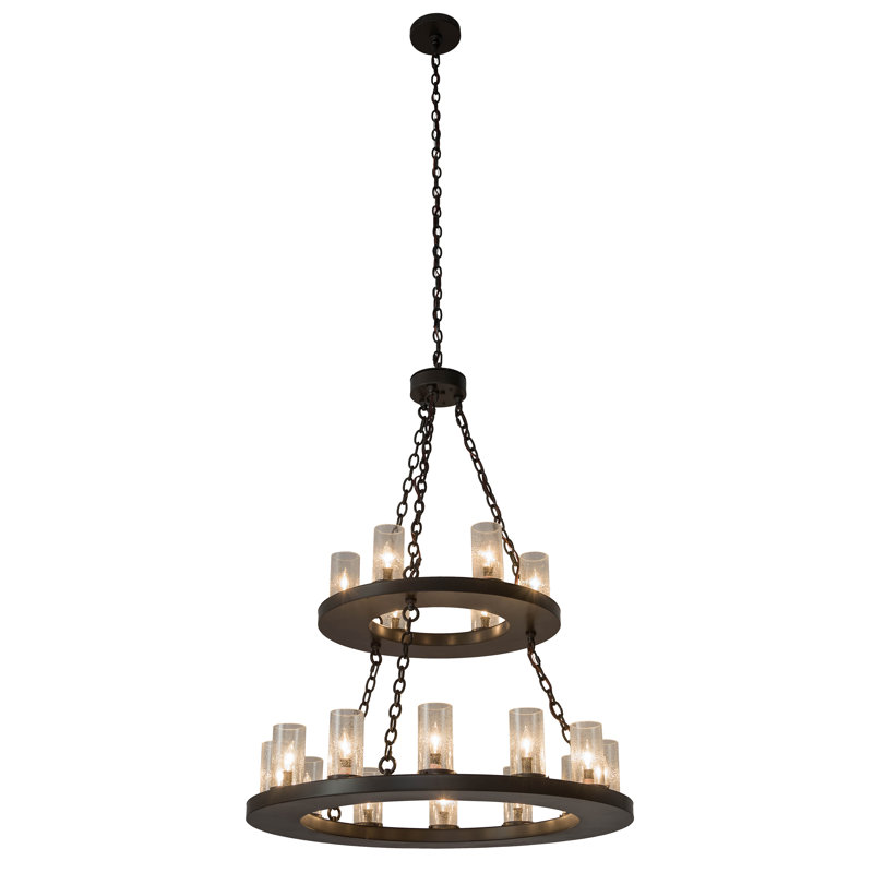 Timeless Bronze 18-Light Wagon Wheel Chandelier with Clear Glass