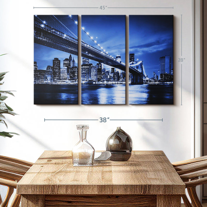 «Twinkling Brooklyn Bridge» sur toile, H 28 po x l 45 po