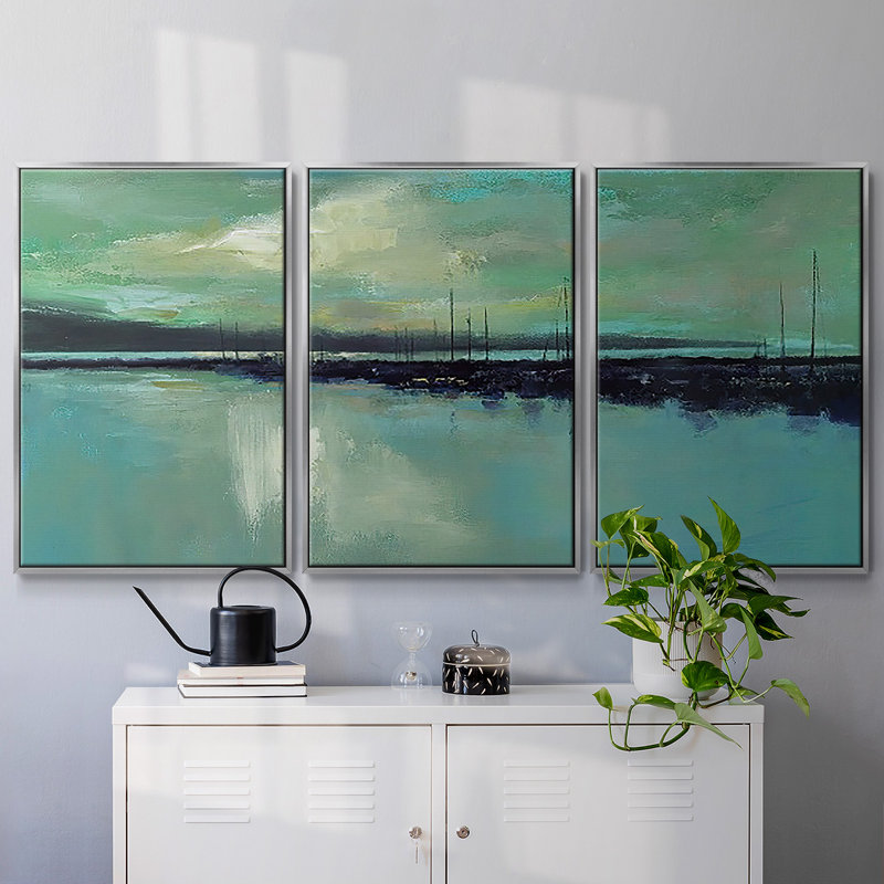 Harbour Light, reproduction sur toile 3 pièces, H 24 po x l 48 po x P 2 po, Argent