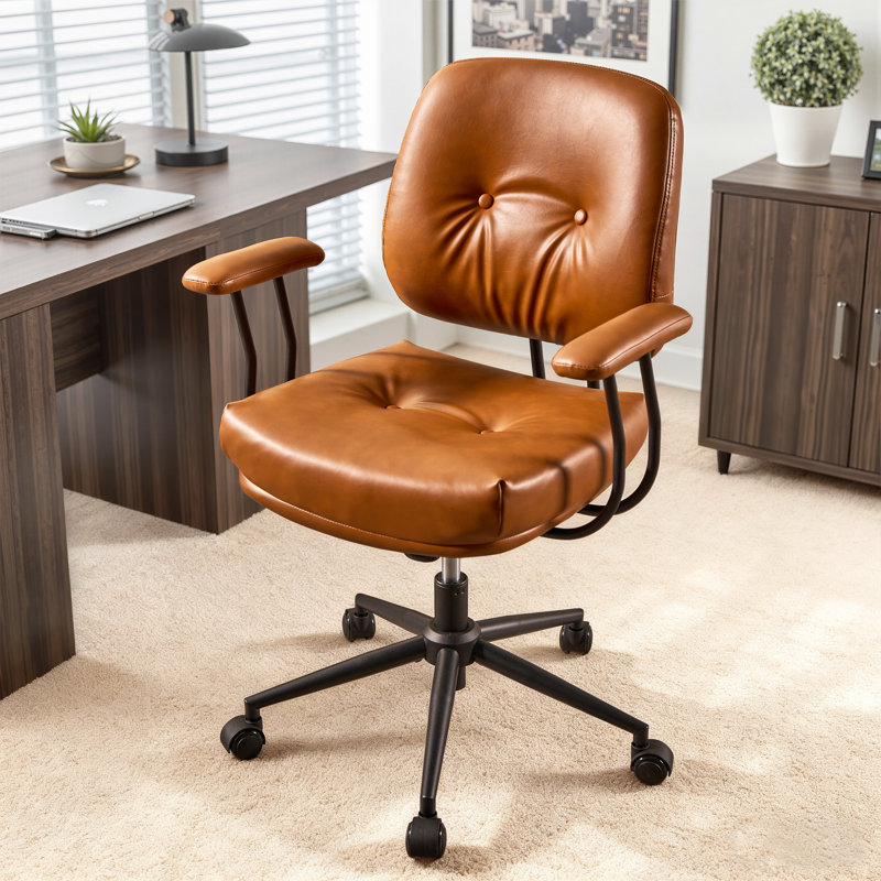Fauteuil ergonomique pivotant pour bureau à domicile, Brun