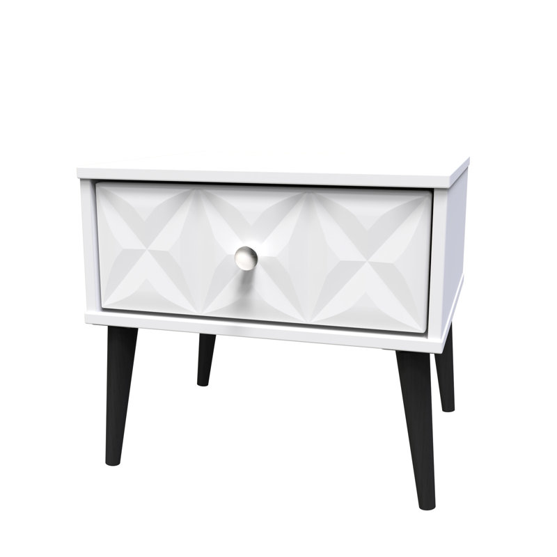 Pixel 45cm W Manufactured Wood Bedside Table, White