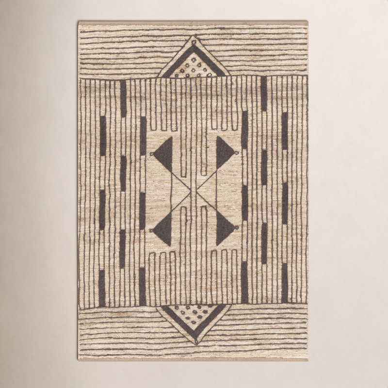 Southwestern Hand-Knotted Butter, Dark Brown Area Rug, Rectangle 2' x 3'