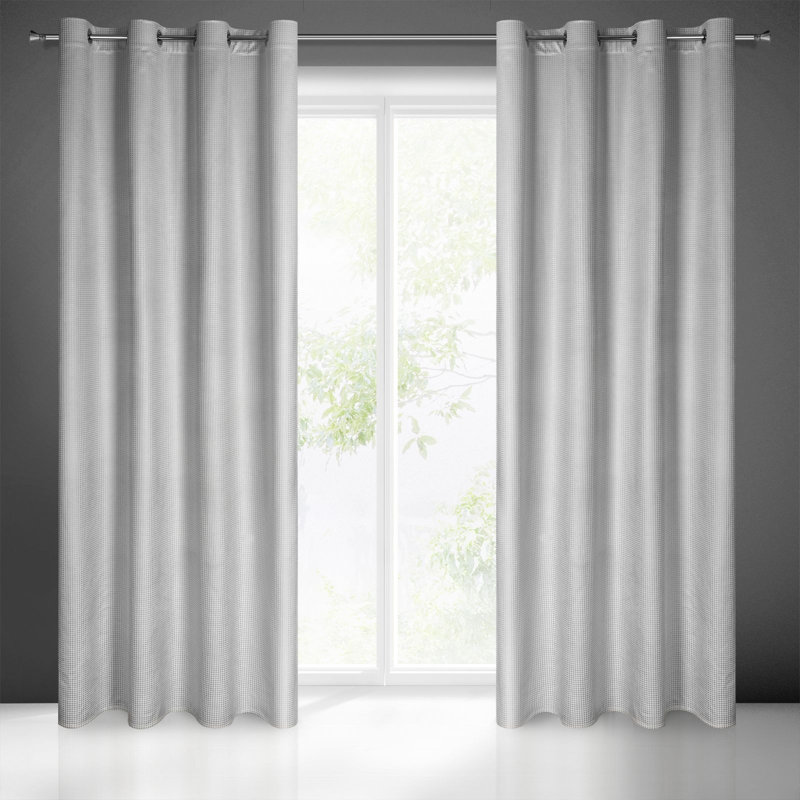 Taron Eyelet Blackout Thermal Single Curtain, Silver