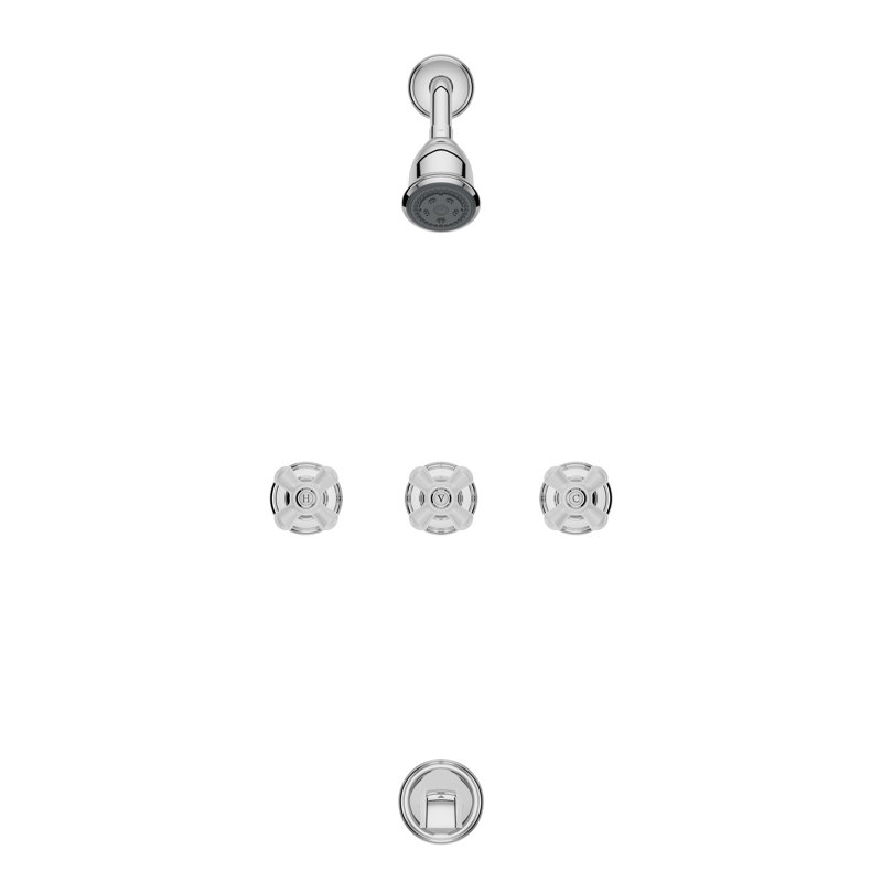 Pfister Chrome 3-Handle Multi-Function Bathtub and Shower Faucet