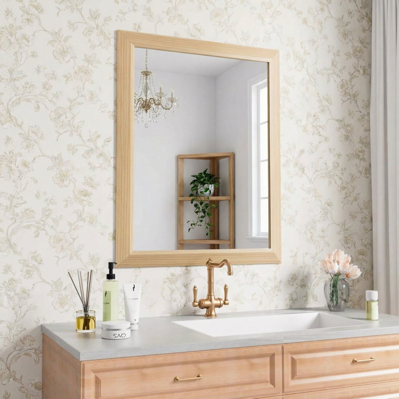 Lunara Belveled Edged Accent Rectangular Bathroom Wall Mirror with Tempered Glass & Rust-proof Aluminimn Framed, 60" x 30"