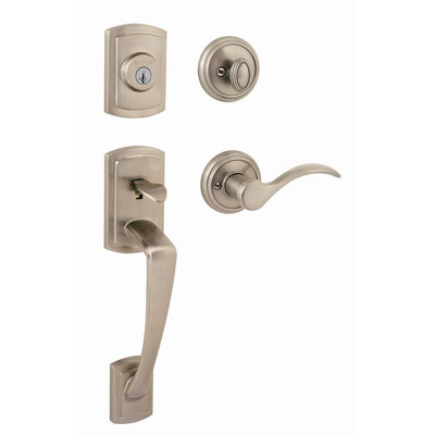 Nautica Handleset with Single Cylinder Deadbolt and Balboa Door Lever and Rosette