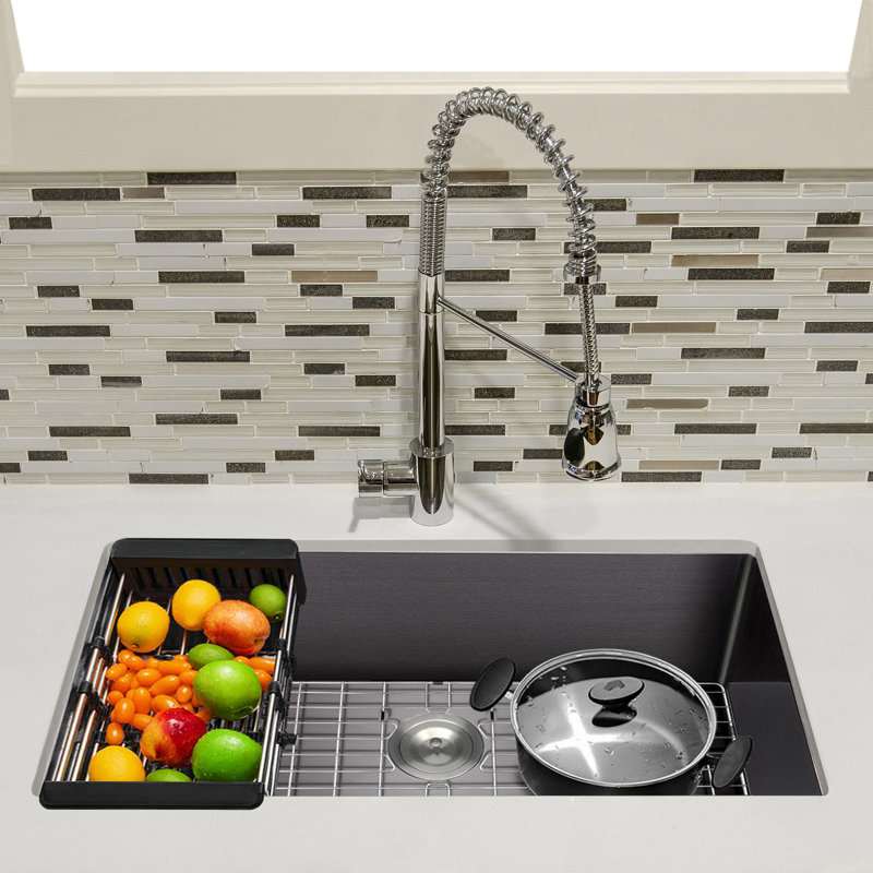 Undermount 32-in x 19-in Gunmetal Matte Black Stainless Steel Single Bowl Kitchen Sink