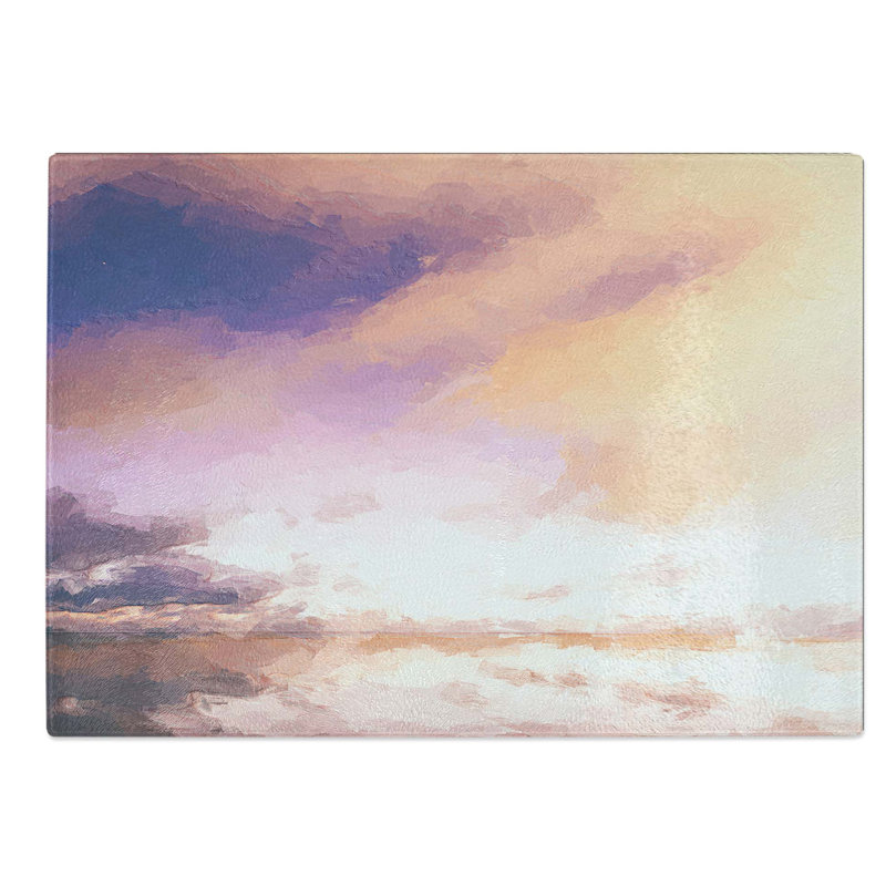 Tempered Glass Clouds Above Chopping Board, 39 cm W x 28.5 cm L