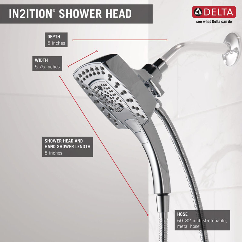 Pomme de douche à pluie double avec technologie H2Okinetic, Chrome Lumicoat