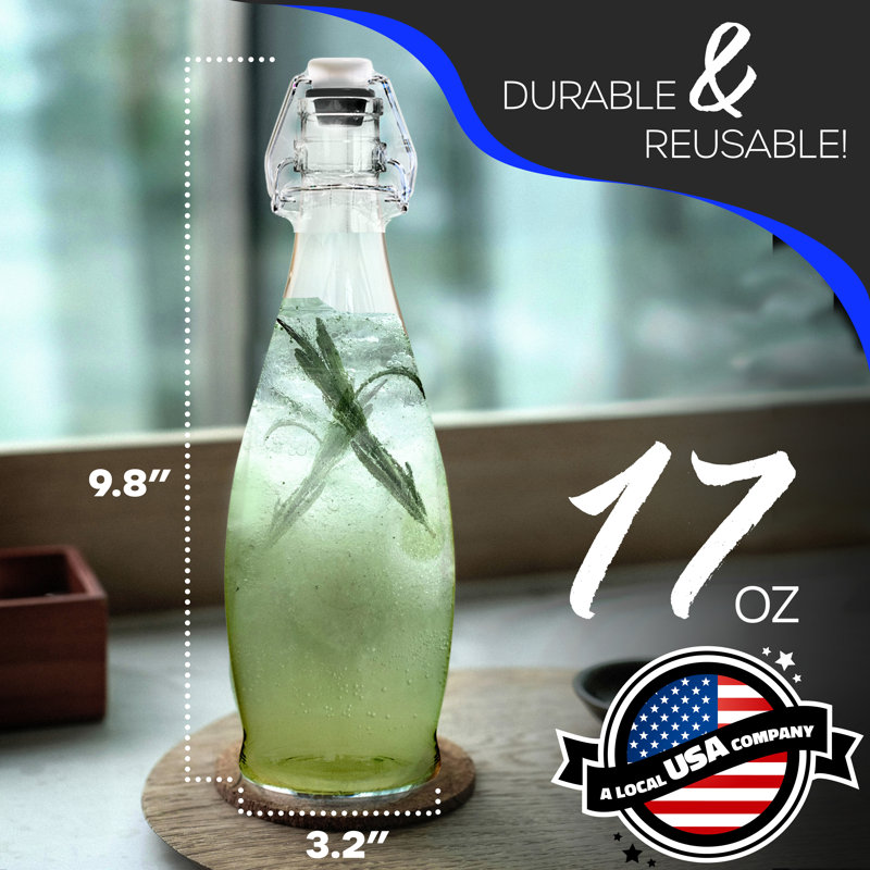 Ensemble de bouteilles en verre à couvercle pivotant 17 oz Nevler (paquet de 6)