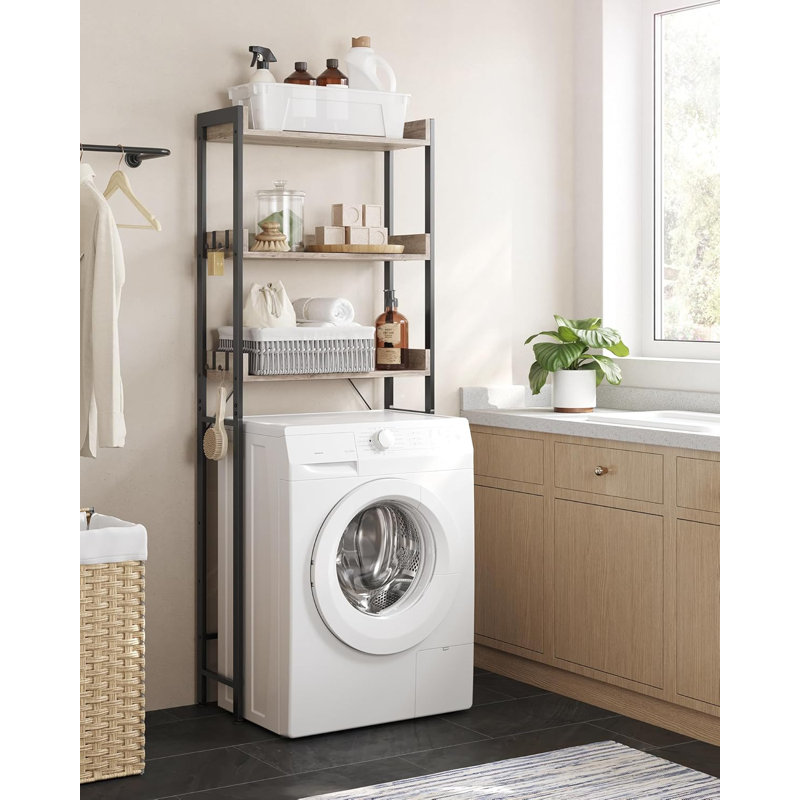 Mistry Freestanding Over The Toilet Storage, Greige/Black