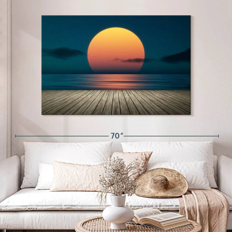 Gillard, coucher de soleil depuis le quai, H 34 po x l 51 po