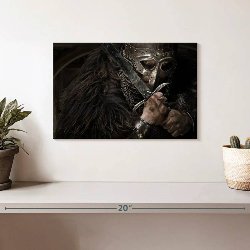 Sword Wielding Viking Warrior, 8" H x 12" W