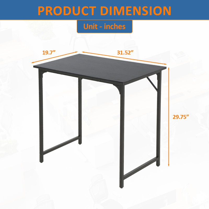Bureau d'ordinateur 32 pouces réglables avec pieds à vis et table d'écriture, Noir / Noir