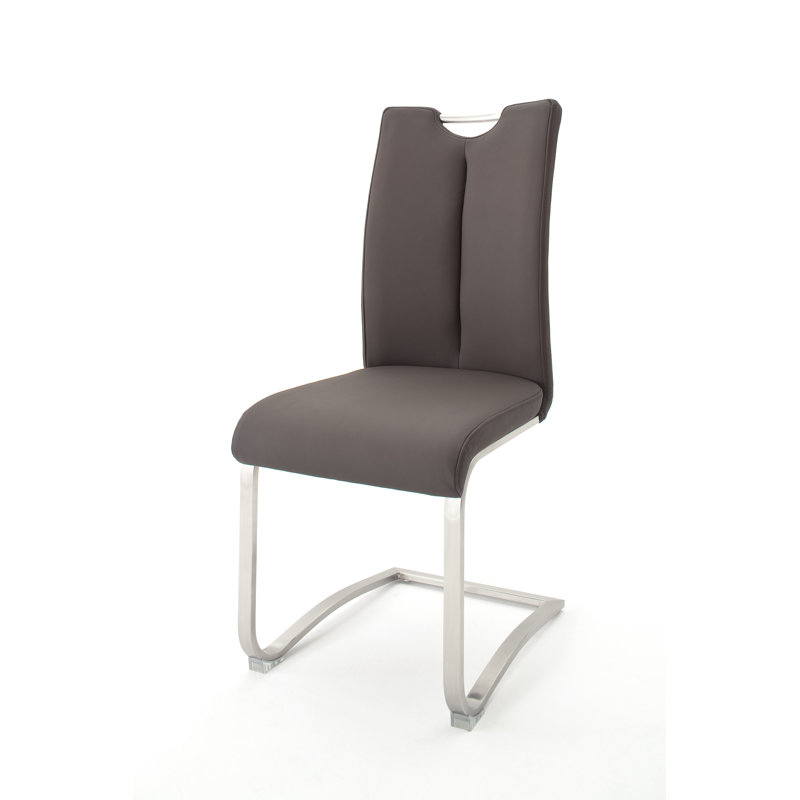 Mae Upholstered Chair In Genuine Leather, Brown