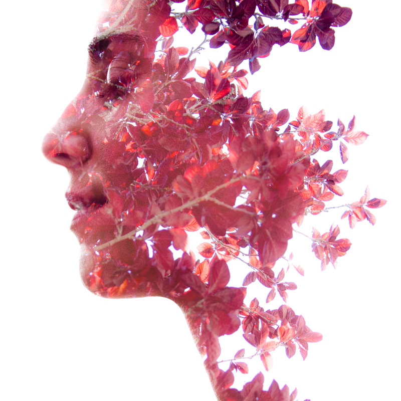 Woman With Autumn Leaves - Wrapped Canvas Print, 30cm H x 30cm W x 3.8cm D