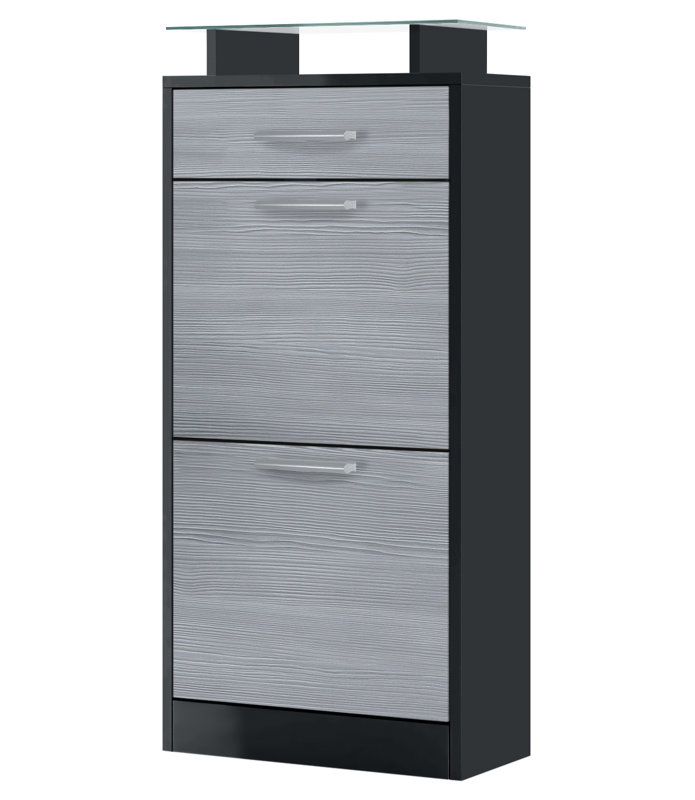Mcclinton 8 Pair Flip Down Shoe Storage, Avola Anthracite/ Black (Matt), No