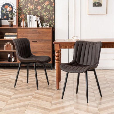 Heitger Leather Upholstered Side Chairs Modern Dining Chairs, Wingback Dining Room Chair