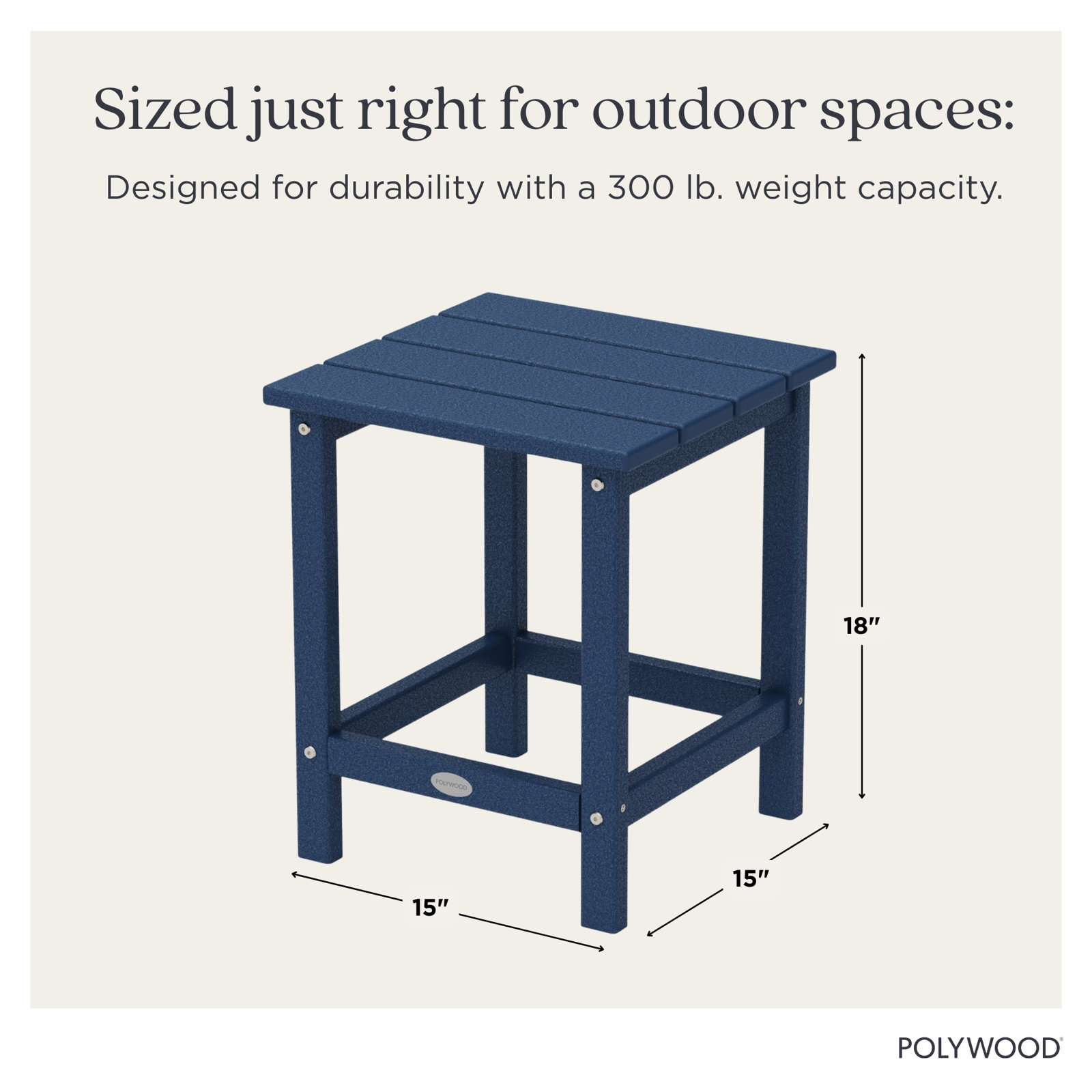 POLYWOOD® Long Island 15" Patio Side Table, Navy